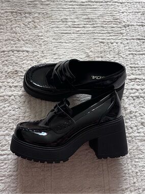 Soda Black Patent Platform Loafers